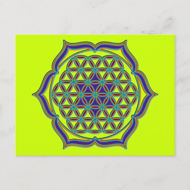 Flower Of Life / Blume des Lebens - Lotus Contour Postcard (Front)