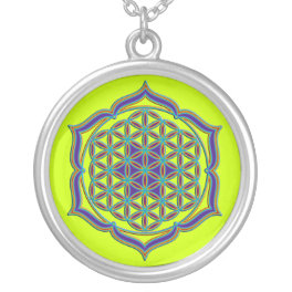 Flower Of Life / Blume des Lebens - Lotus Contour Silver Plated Necklace