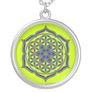 Flower Of Life / Blume des Lebens - Lotus Contour Silver Plated Necklace