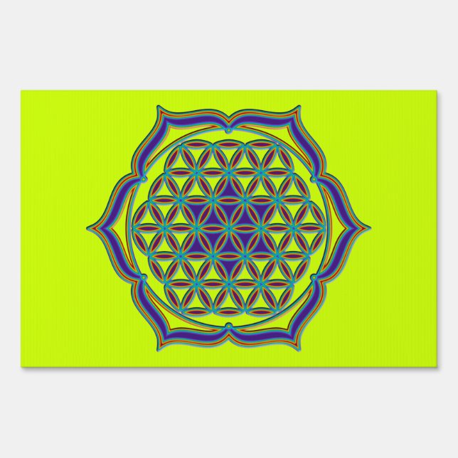 Flower Of Life / Blume des Lebens - Lotus Contour Yard Sign (Back)