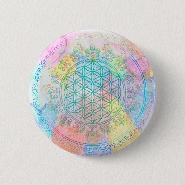 Flower of Life / Blume des Lebens - Love Hearts Button (Front)