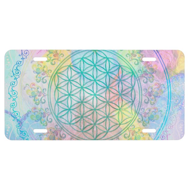 Flower Of Life / Blume des Lebens - love hearts License Plate (Front)
