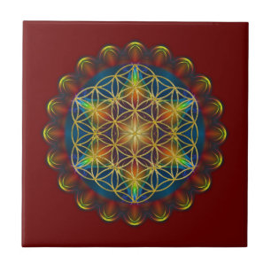 FLOWER OF LIFE / Blume des Lebens - Mandala III Ceramic Tile