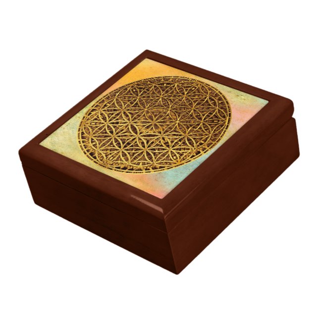 Flower Of Life / Blume des Lebens - medal gold Keepsake Box (Side)