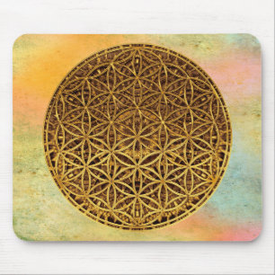 Flower Of Life / Blume des Lebens - medal gold Mouse Pad