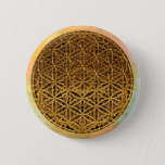 Flower Of Life / Blume Des Lebens - Medal Gold Pinback Button at Zazzle