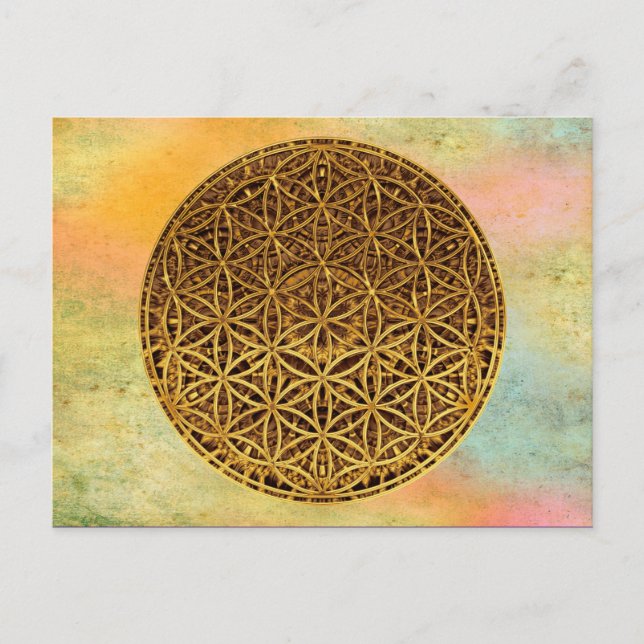 Flower Of Life / Blume des Lebens - medal gold Postcard (Front)