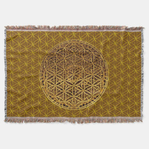 Flower Of Life / Blume des Lebens - medal gold Throw Blanket