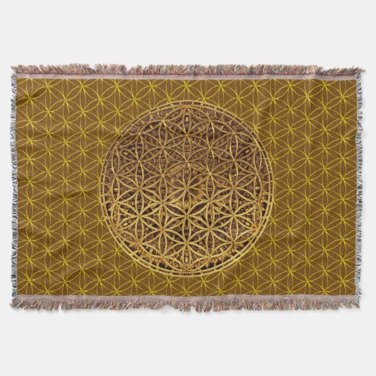 Flower Of Life / Blume des Lebens - medal gold Throw Blanket