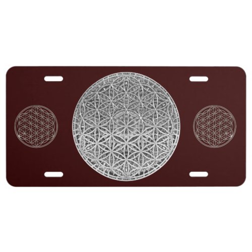 Flower Of Life  Blume des Lebens _ medal silver License Plate