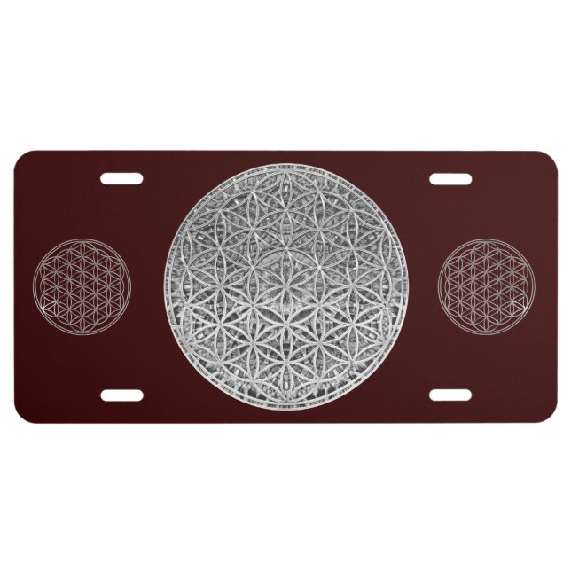 Flower Of Life / Blume des Lebens - medal silver License Plate (Front)