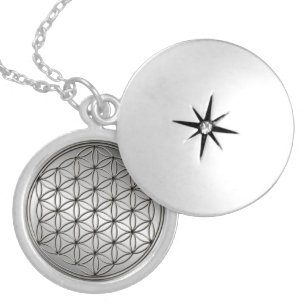 Flower of Life Blume des Lebens Metallic Silver Plated Necklace