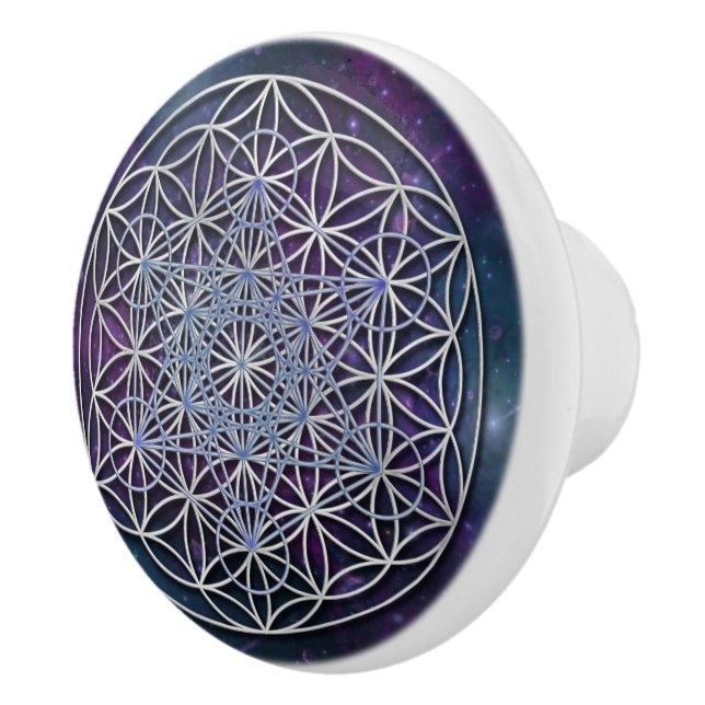 Flower Of Life / Blume des Lebens - Metatron Cube Ceramic Knob (Right)