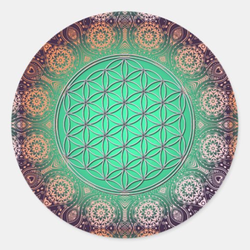 Flower of Life Blume des Lebens Oriental Floral Classic Round Sticker