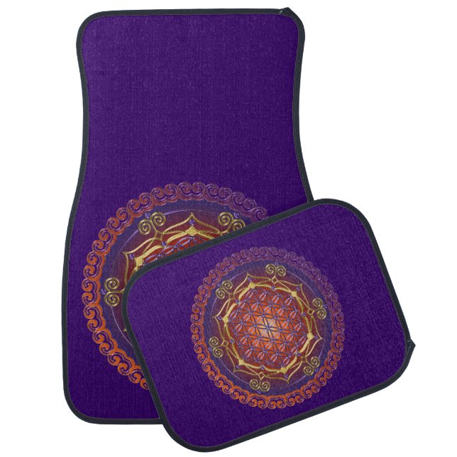 Flower Of Life / Blume des Lebens - Ornament GOLD Car Mat (Set)