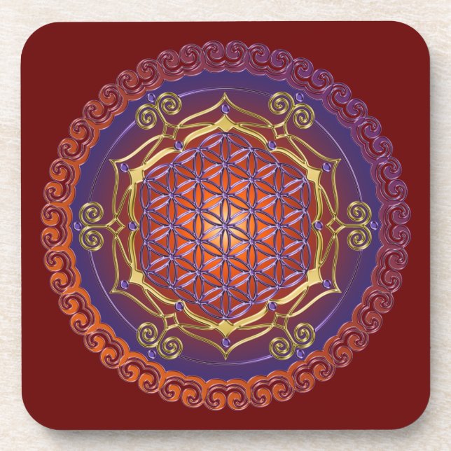 FLOWER OF LIFE / Blume des Lebens - Ornament I Beverage Coaster (Front)