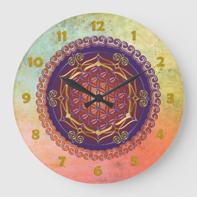 FLOWER OF LIFE / Blume des Lebens - Ornament I Large Clock (Front)