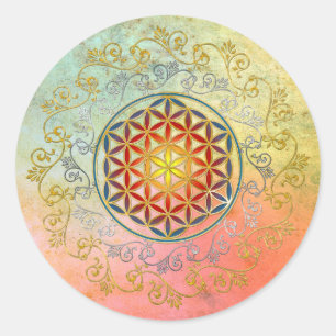 Flower of Life / Blume des Lebens - Ornament IV BG Classic Round Sticker
