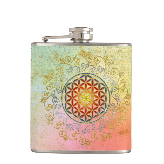 Flower of Life / Blume des Lebens - Ornament IV BG Flask (Front)