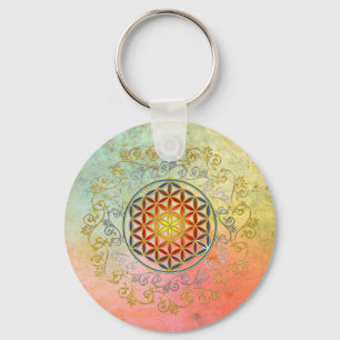 Flower of Life / Blume des Lebens - Ornament IV BG Keychain