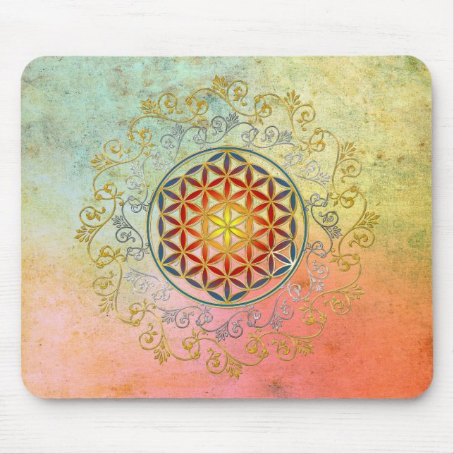 Flower of Life / Blume des Lebens - Ornament IV BG Mouse Pad (Front)