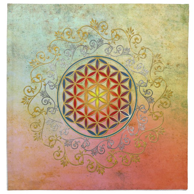 Flower of Life / Blume des Lebens - Ornament IV BG Napkin (Front)