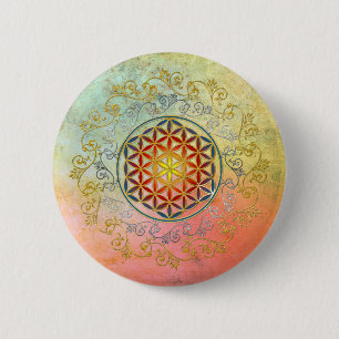 Flower of Life / Blume des Lebens - Ornament IV BG Pinback Button