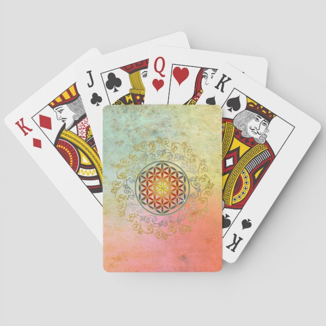 Flower of Life / Blume des Lebens - Ornament IV BG Poker Cards (Back)