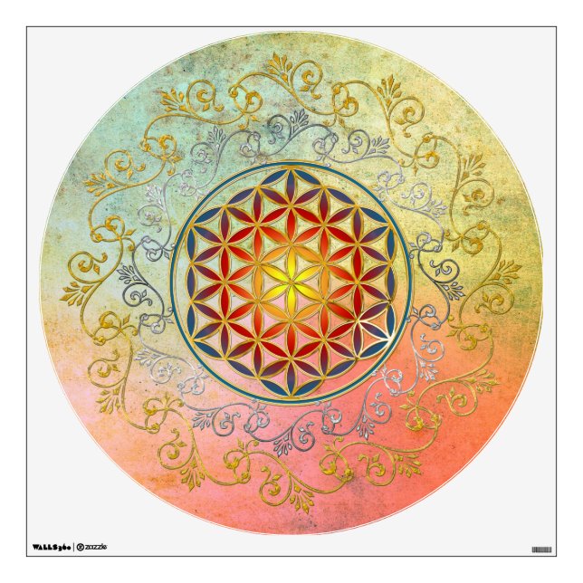 Flower of Life / Blume des Lebens - Ornament IV BG Wall Decal (Front)