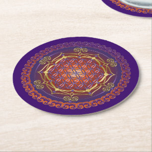 Flower Of Life / Blume des Lebens - Ornament Round Paper Coaster