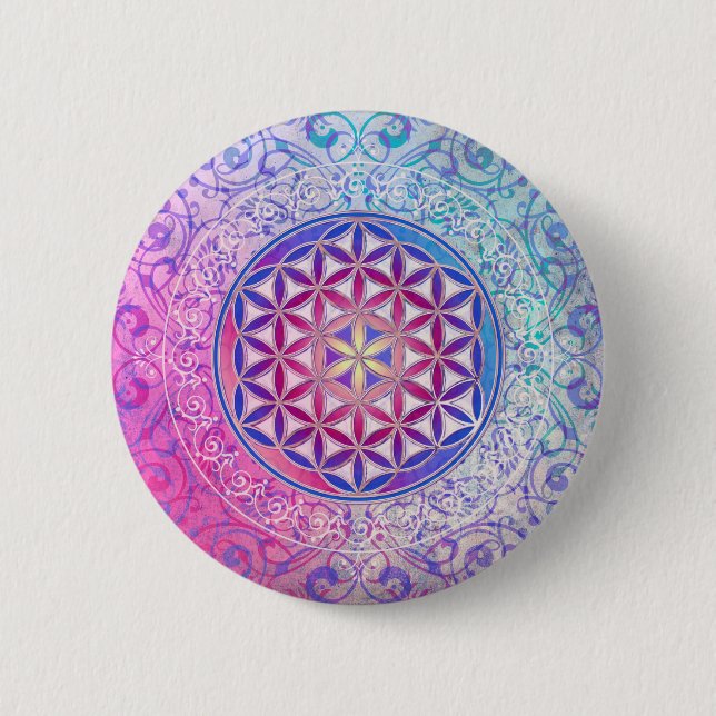 Flower Of Life / Blume des Lebens - Ornament V Pinback Button (Front)