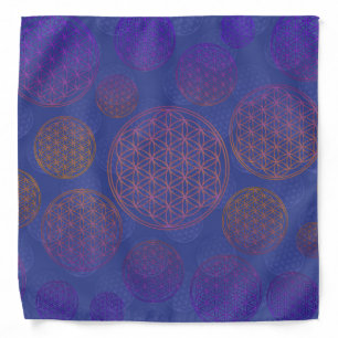 Flower of Life / Blume des Lebens - Pattern blue Bandana