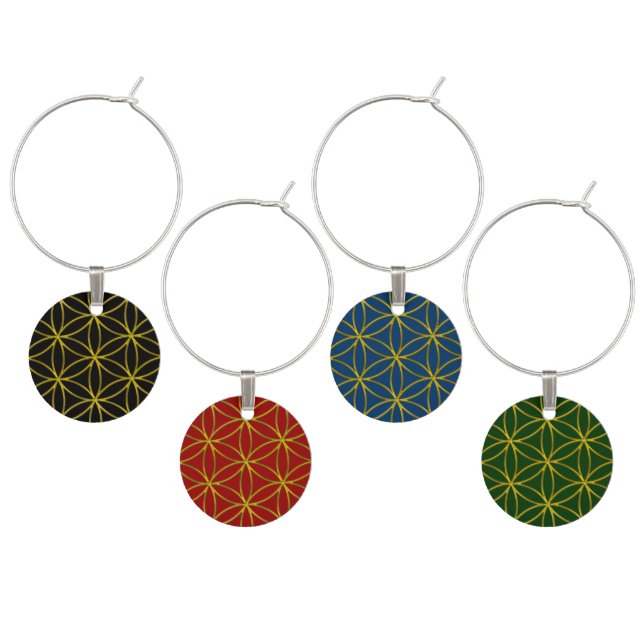 Flower of Life / Blume des Lebens - pattern gold Wine Charm (Staggered)