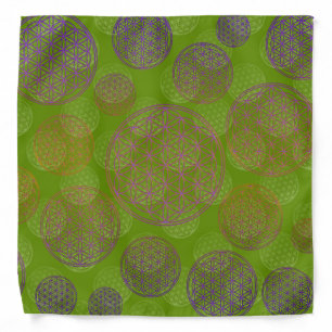 Flower of Life / Blume des Lebens - Pattern green Bandana