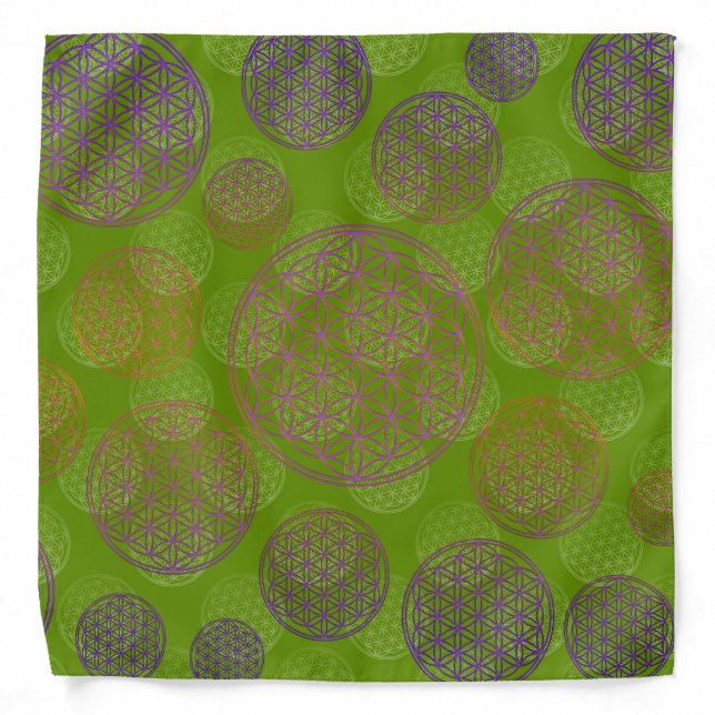 Flower of Life / Blume des Lebens - Pattern green Bandana (Front)