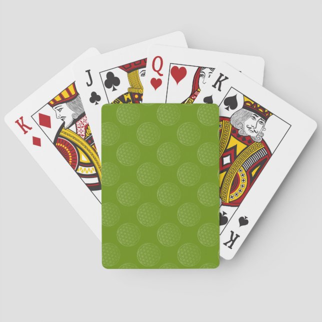 Flower Of Life / Blume des Lebens - pattern green Poker Cards (Back)