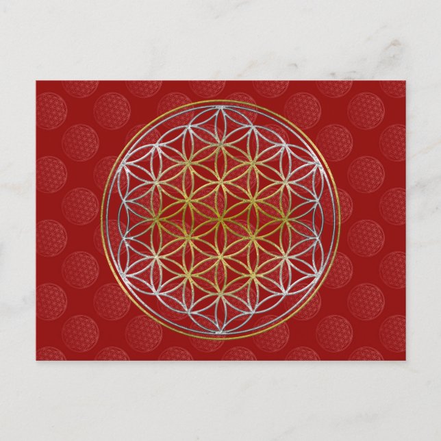 Flower Of Life / Blume des Lebens - pattern red Postcard (Front)