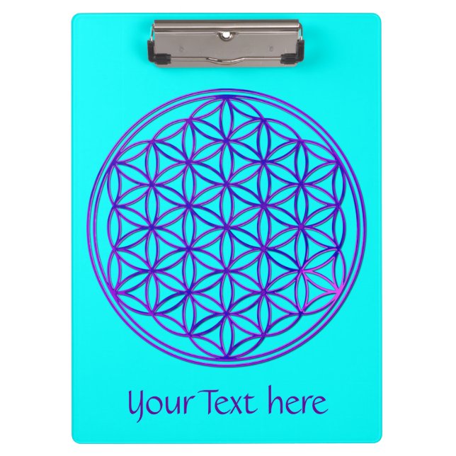 Flower of Life / Blume des Lebens - pink blue Clipboard (Front)