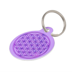 Flower of Life / Blume des Lebens - pink blue Pet Name Tag