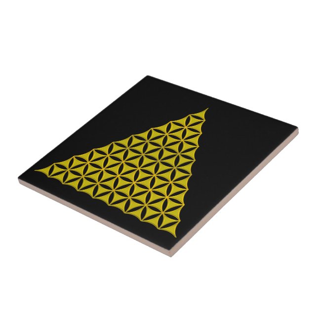 Flower Of Life / Blume des Lebens - pyramid gold Ceramic Tile (Side)