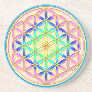 Flower of Life Blume des Lebens Romantic Colors Sandstone Coaster