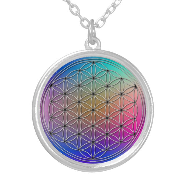 Flower of Life Blume des Lebens Romantic Silver Plated Necklace (Front)