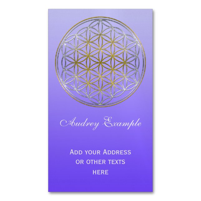 Flower Of Life / Blume des Lebens - silver gold Business Card Magnet (Front Vertical)