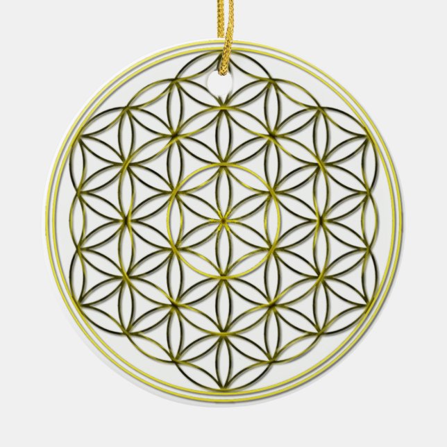 Flower of Life Blume des Lebens Silver Gold Ceramic Ornament (Front)