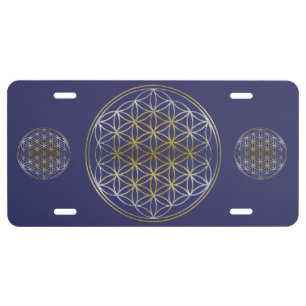 Flower Of Life / Blume des Lebens - silver gold License Plate