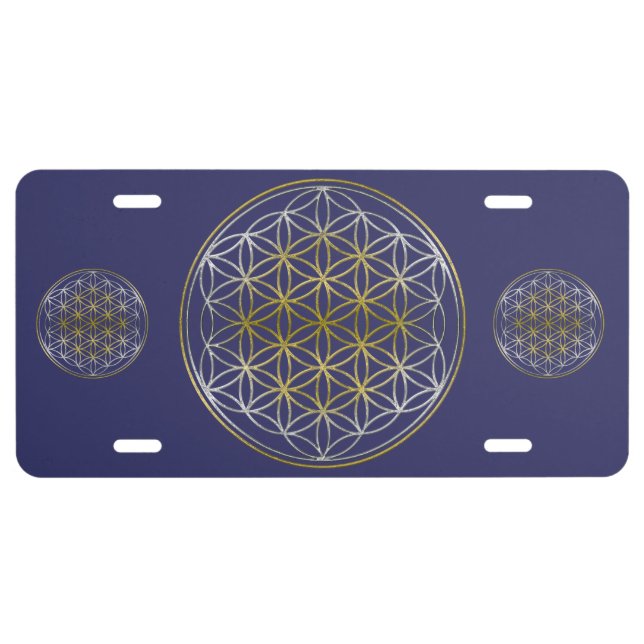 Flower Of Life / Blume des Lebens - silver gold License Plate (Front)