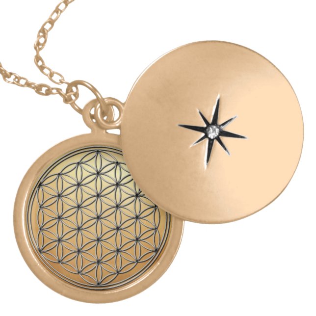 Flower of Life Blume des Lebens Silver Gold Plated Necklace (Front)