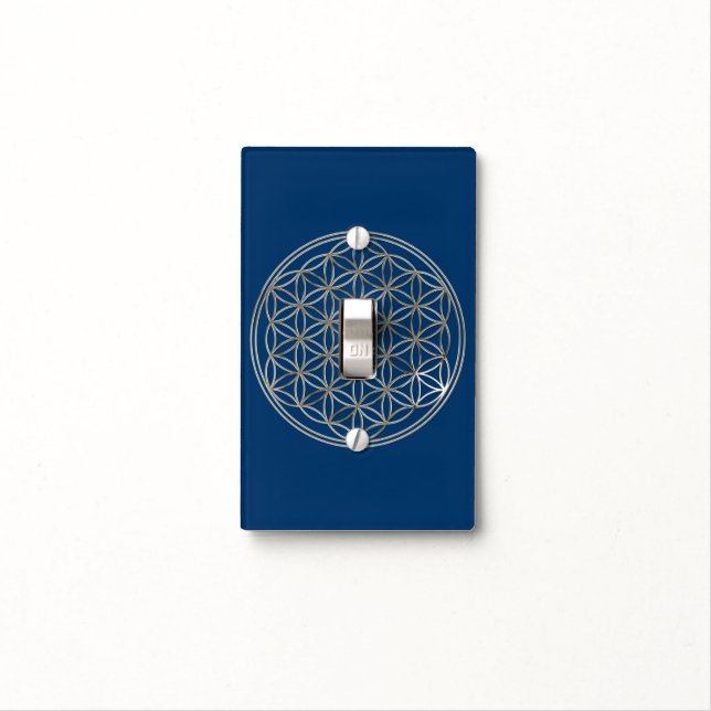 Flower of Life / Blume des Lebens - SILVER Light Switch Cover (In Situ)