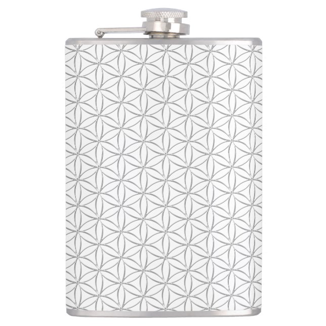 Flower of Life / Blume des Lebens - silver pattern Flask (Front)