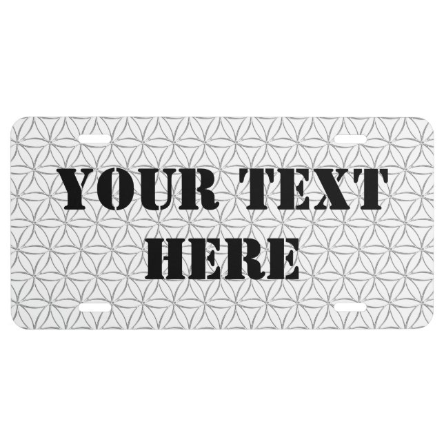 Flower of Life / Blume des Lebens - silver pattern License Plate (Front)